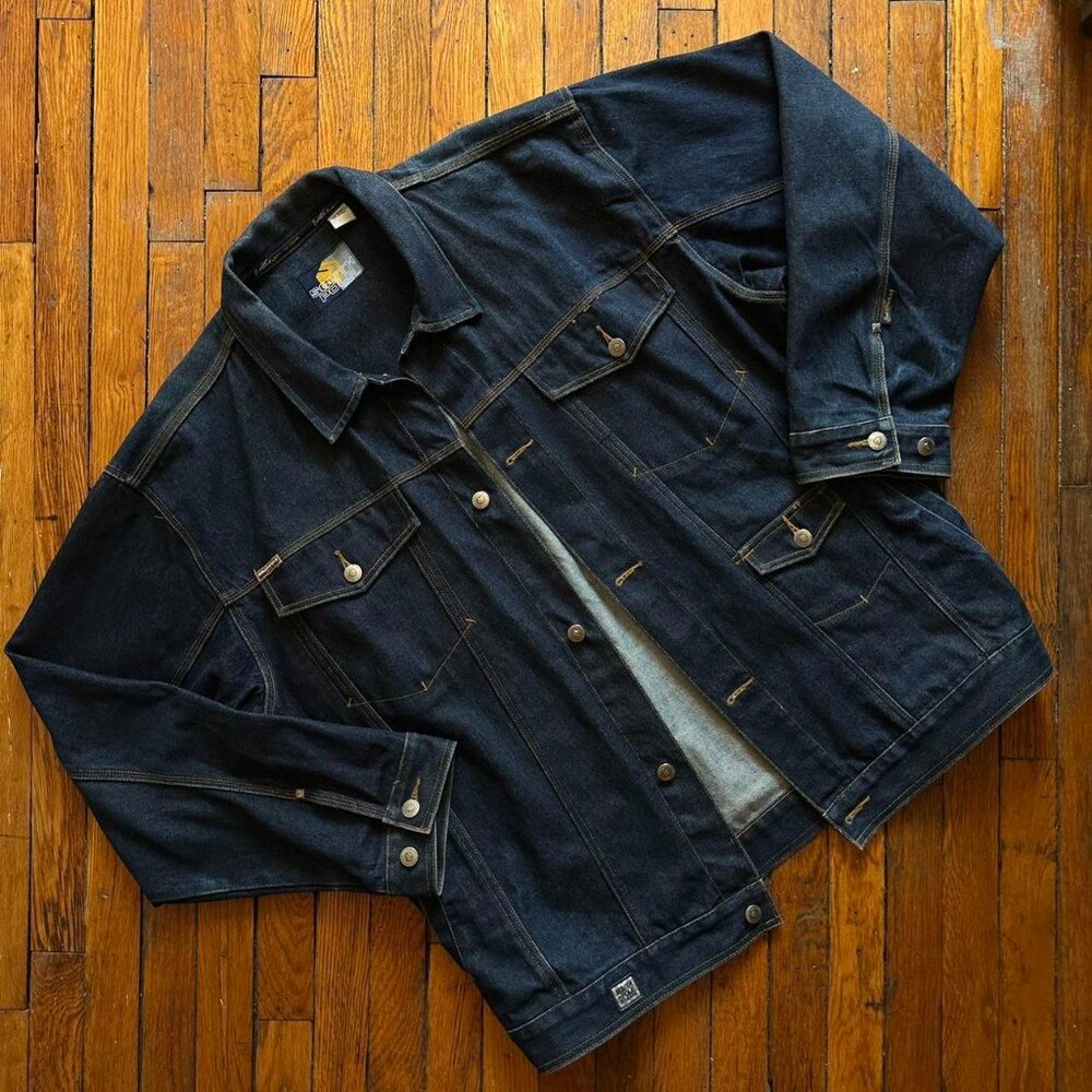 Vintage 90s South Pole 2K‎ Team Jean Jacket XL Men Blue Gold Baggy Rap Hip Hop